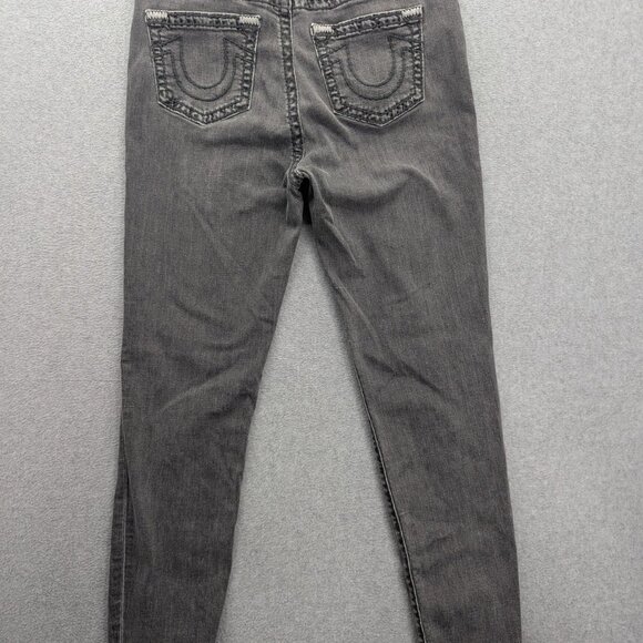 True Religion Jeans Womens 32 Gray Jennie Curvy Mid Rise Super Skinny Super T - Picture 9 of 16